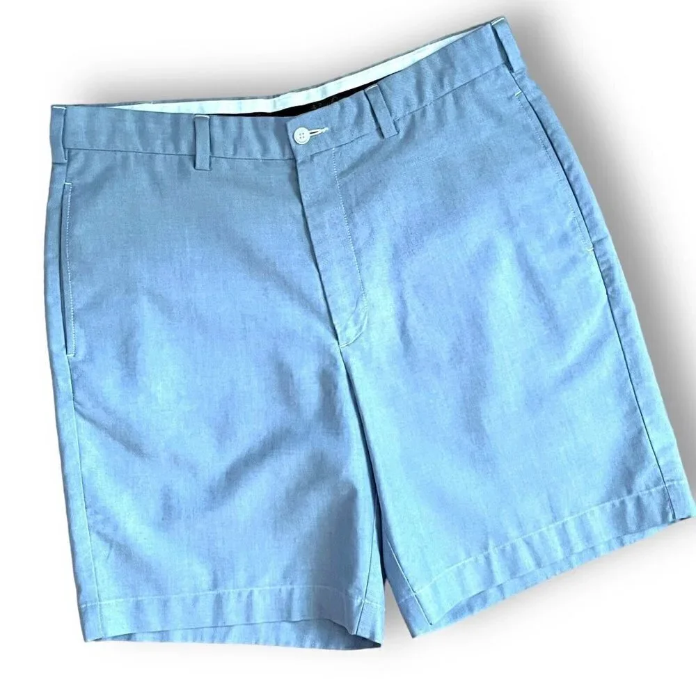 Brooks Brothers Mens Oxford Cloth Shorts Sz 34 Blue Flat Front Preppy Yacht Club